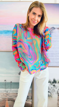 Colorful Waters Italian St Tropez Knit-140 Sweaters-Italianissimo-Coastal Bloom Boutique, find the trendiest versions of the popular styles and looks Located in Indialantic, FL