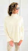 Luxe Turtle Neck Drop Shoulder Sweater-140 Sweaters-Z STUDIO-Coastal Bloom Boutique, find the trendiest versions of the popular styles and looks Located in Indialantic, FL