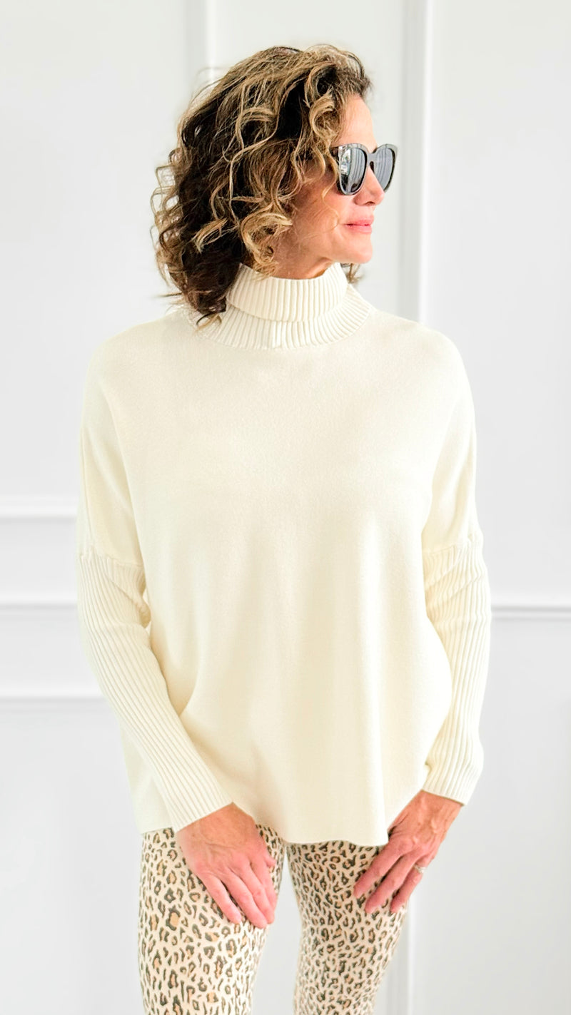 Luxe Turtle Neck Drop Shoulder Sweater-140 Sweaters-Z STUDIO-Coastal Bloom Boutique, find the trendiest versions of the popular styles and looks Located in Indialantic, FL