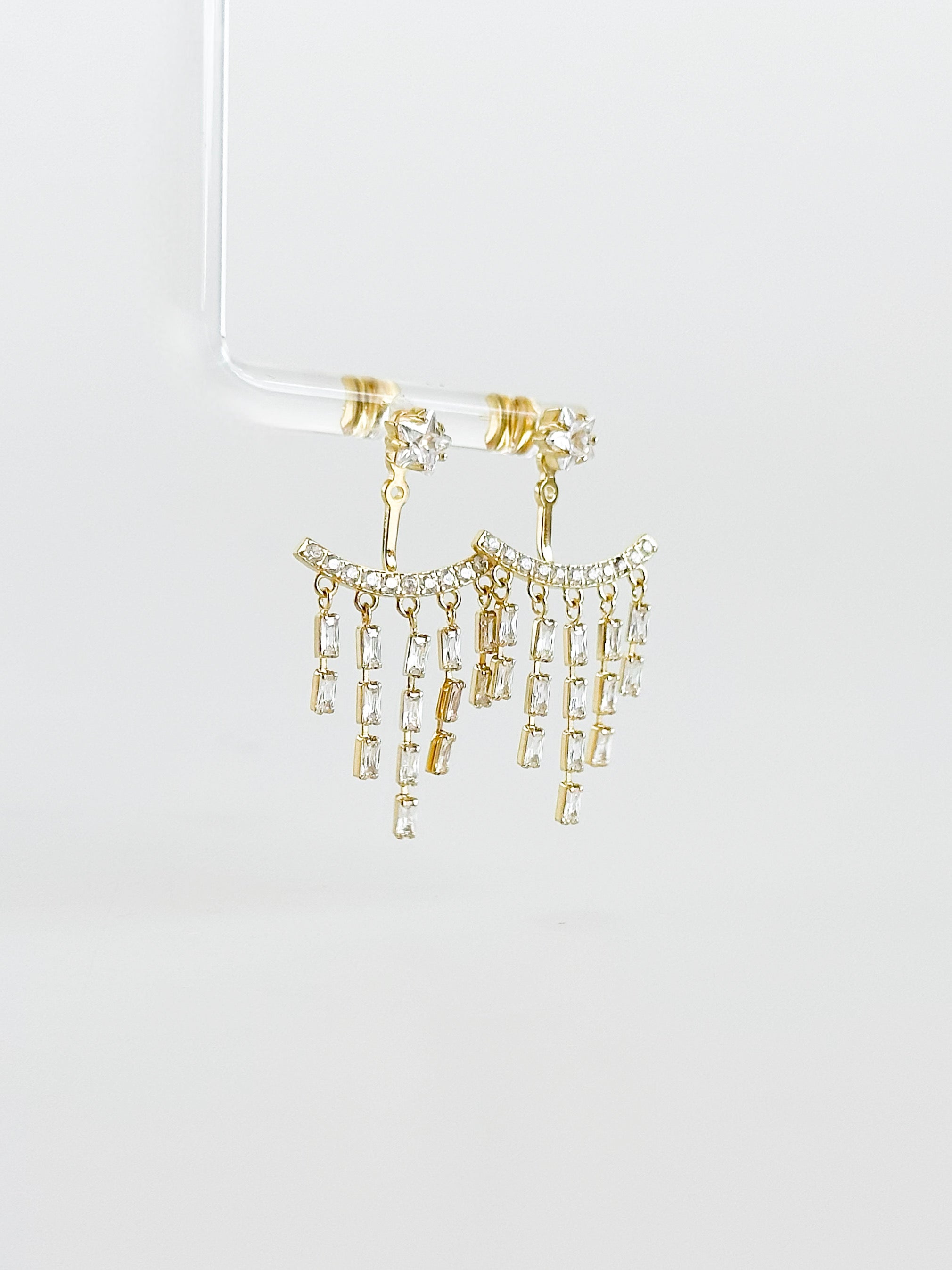 Sterling Silver CZ Baguette Tassel Dangle Earring-230 Jewelry-NYC-Coastal Bloom Boutique, find the trendiest versions of the popular styles and looks Located in Indialantic, FL