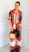 Floral Baroque Pant Set-210 Loungewear/Sets-Endless Moon-Coastal Bloom Boutique, find the trendiest versions of the popular styles and looks Located in Indialantic, FL