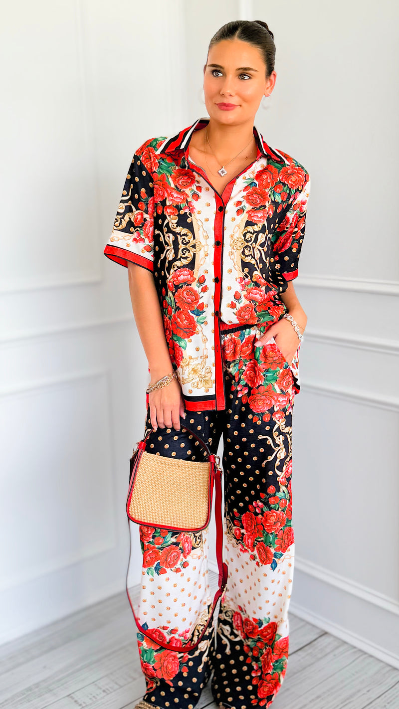 Floral Baroque Pant Set-210 Loungewear/Sets-Endless Moon-Coastal Bloom Boutique, find the trendiest versions of the popular styles and looks Located in Indialantic, FL