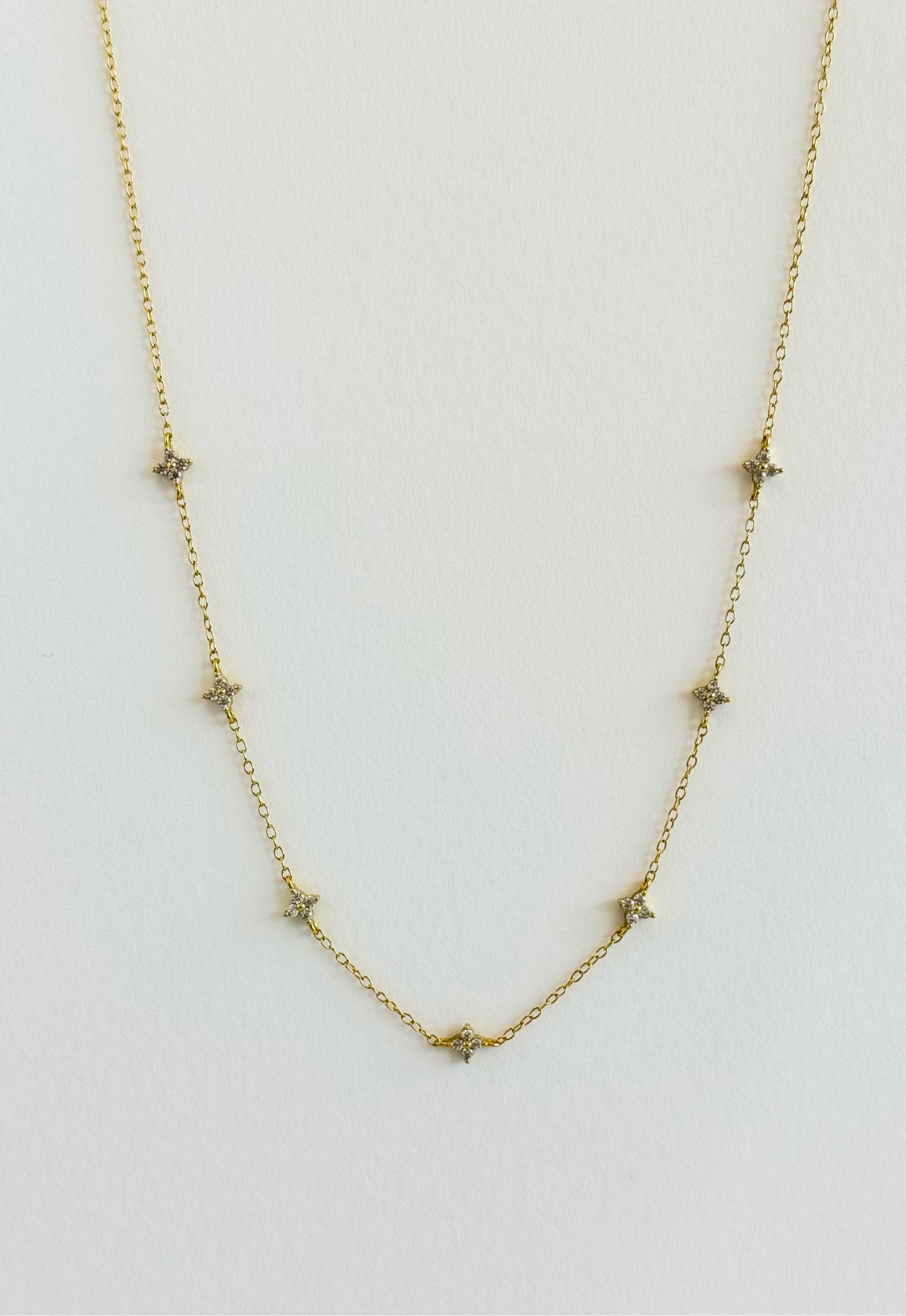 CZ Fleur Station Necklace-230 Jewelry-Darling-Coastal Bloom Boutique, find the trendiest versions of the popular styles and looks Located in Indialantic, FL