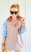 Bold Moves Mixed Italian Shirt-110 Long Sleeve Tops-SEÑORITA C-Coastal Bloom Boutique, find the trendiest versions of the popular styles and looks Located in Indialantic, FL