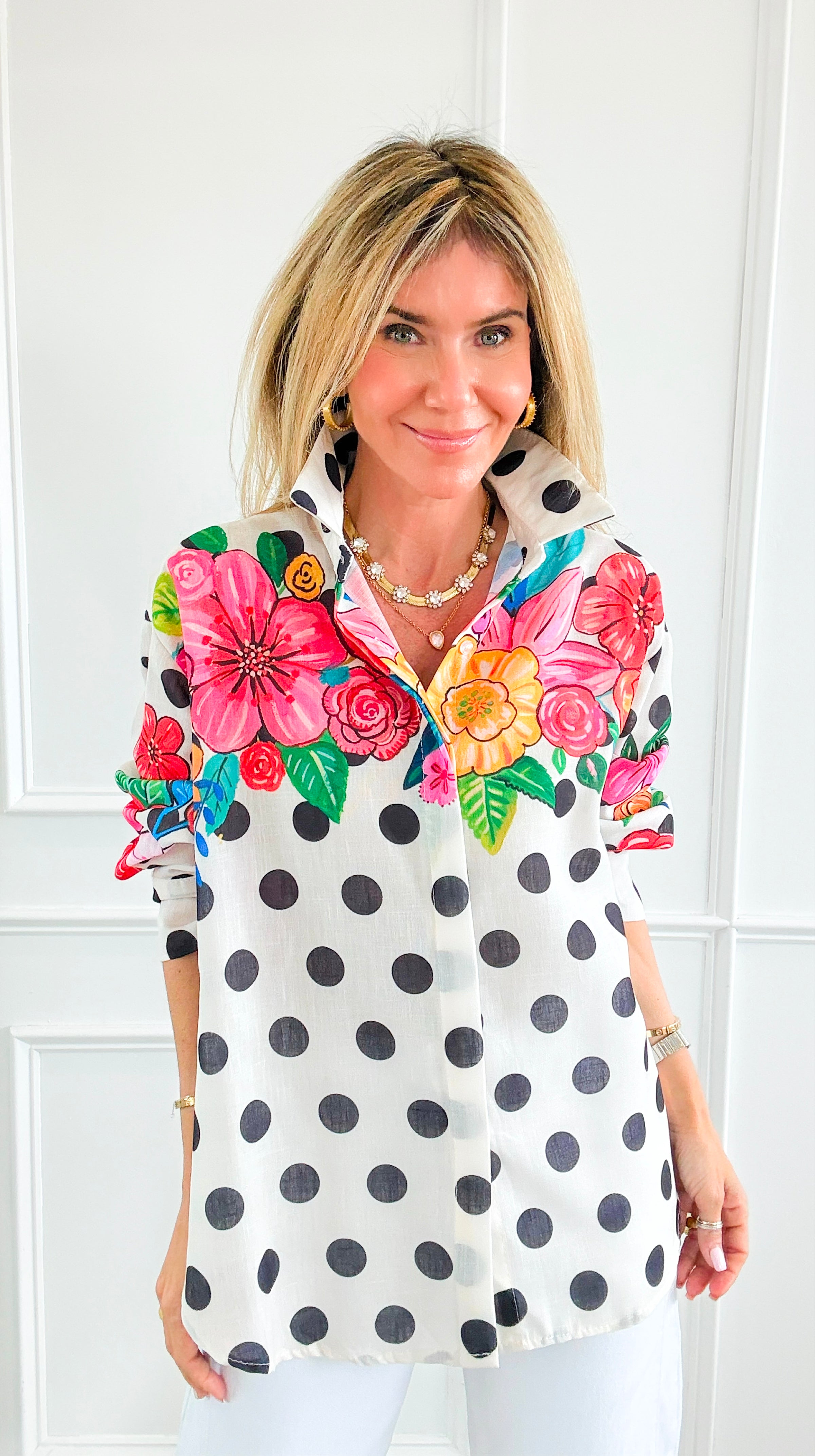 Blossom & Dots Italian Button Top