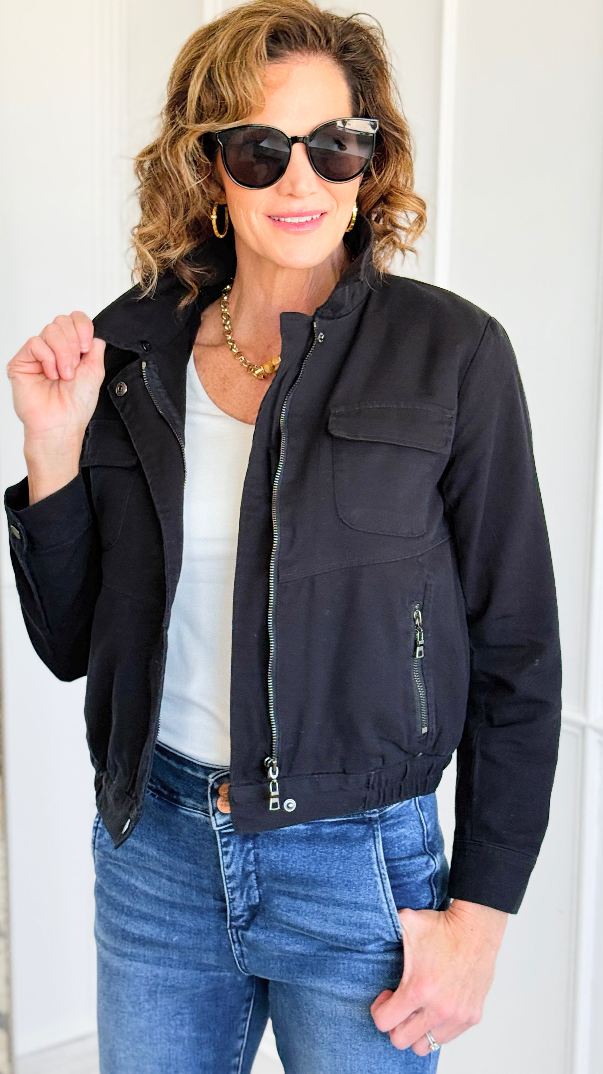 Cloud Dreams Faux Fur-Trim Jacket - Black Denim/Black-160 Jackets-IRIS-Coastal Bloom Boutique, find the trendiest versions of the popular styles and looks Located in Indialantic, FL
