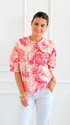 Countryside Reverie Puff Sleeve Top - Red-110 Short Sleeve Tops-GIGIO-Coastal Bloom Boutique, find the trendiest versions of the popular styles and looks Located in Indialantic, FL
