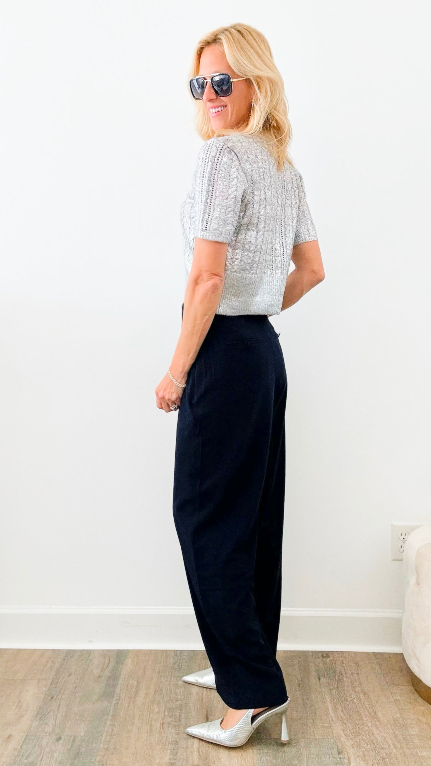 Wide Leg Pleated Pants-Navy-170 Bottoms-Edit By Nine-Coastal Bloom Boutique, find the trendiest versions of the popular styles and looks Located in Indialantic, FL