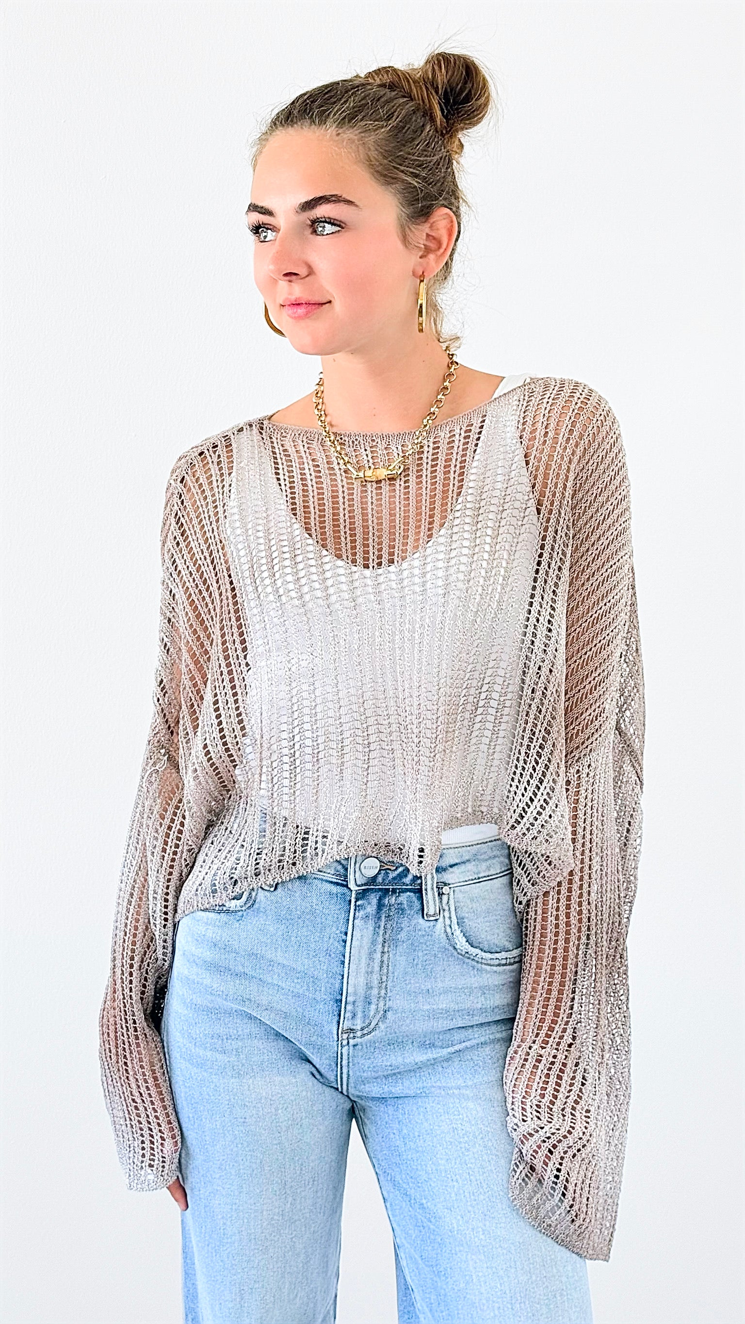 Lightweight Sheer Knit Top-130 Long Sleeve Tops-Gigio-Coastal Bloom Boutique, find the trendiest versions of the popular styles and looks Located in Indialantic, FL