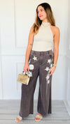 Noir Patchwork Floral Pants-190 Denim-Blue Velvet-Coastal Bloom Boutique, find the trendiest versions of the popular styles and looks Located in Indialantic, FL