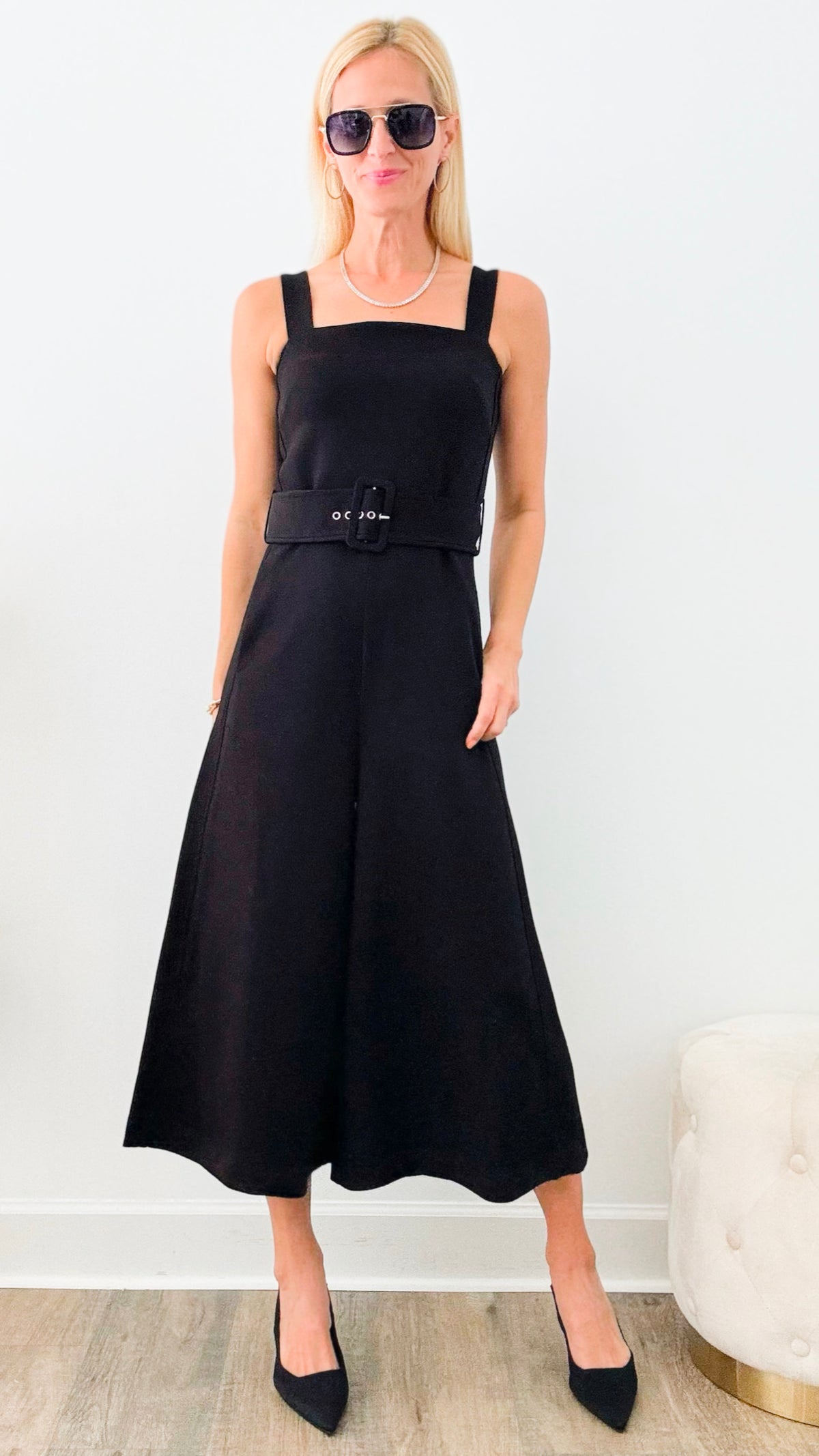 Belt Modal Jumpsuit-Black-200 Dresses/Jumpsuits/Rompers-Before You-Coastal Bloom Boutique, find the trendiest versions of the popular styles and looks Located in Indialantic, FL