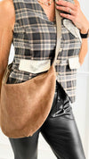 Italian Suede & Leather Hobo Bag-240 Bags-DEDA LEATHER-Coastal Bloom Boutique, find the trendiest versions of the popular styles and looks Located in Indialantic, FL