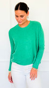 Brushed Melange Sweater - K Green-140 Sweaters-Zenana-Coastal Bloom Boutique, find the trendiest versions of the popular styles and looks Located in Indialantic, FL