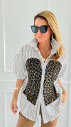 Run Wild Button-Up Blouse- Stripe-110 Short Sleeve Tops-7Mango7-Coastal Bloom Boutique, find the trendiest versions of the popular styles and looks Located in Indialantic, FL