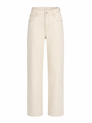 Pinstripe Shimmer Wide Leg Pants - Ecru