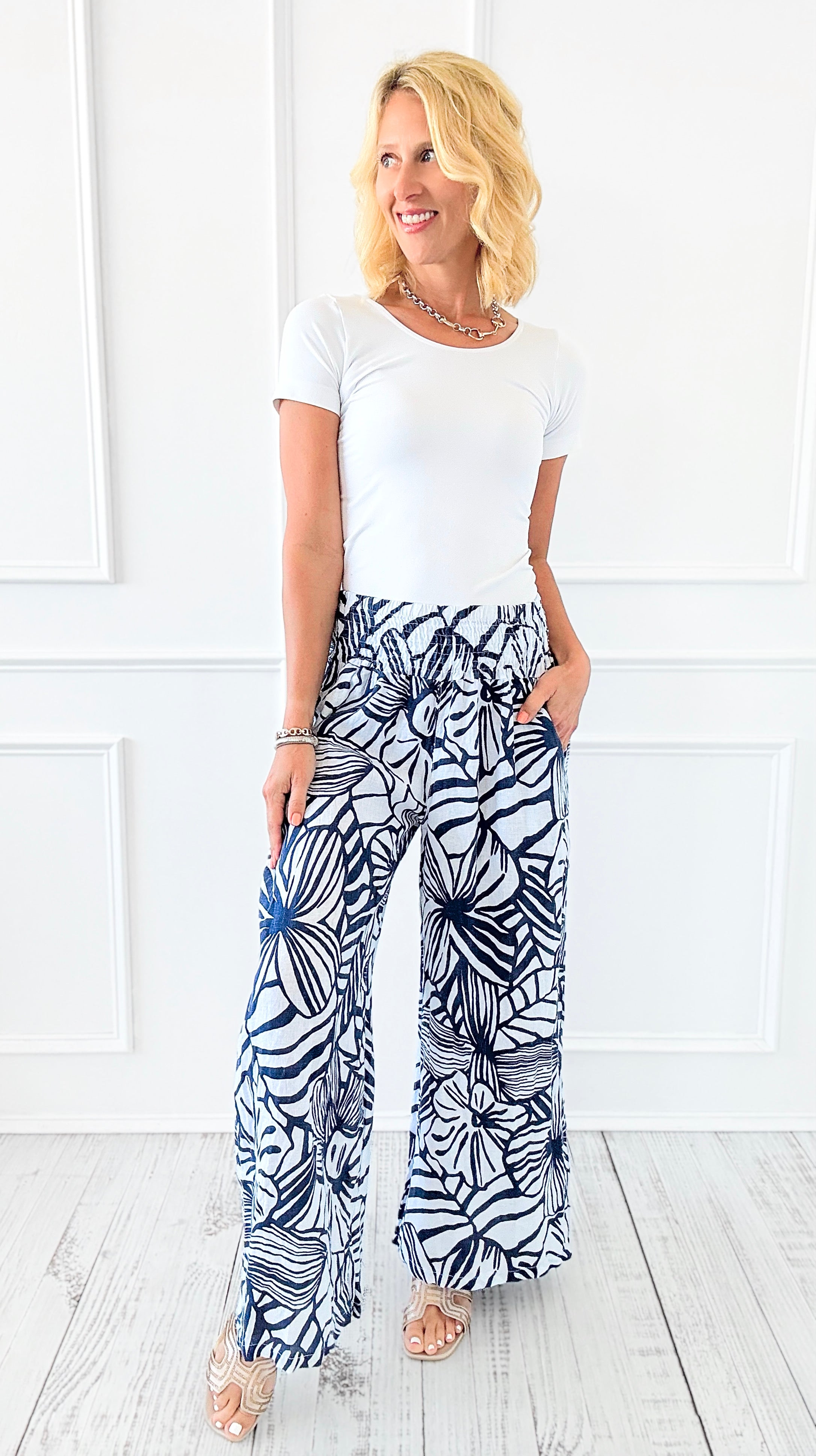 Tropical Breeze Italian Palazzo-170 Bottoms-Tempo-Coastal Bloom Boutique, find the trendiest versions of the popular styles and looks Located in Indialantic, FL