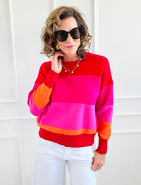 Sunset Kiss Colorblock Knit Sweater-140 Sweaters-Rousseau-Coastal Bloom Boutique, find the trendiest versions of the popular styles and looks Located in Indialantic, FL