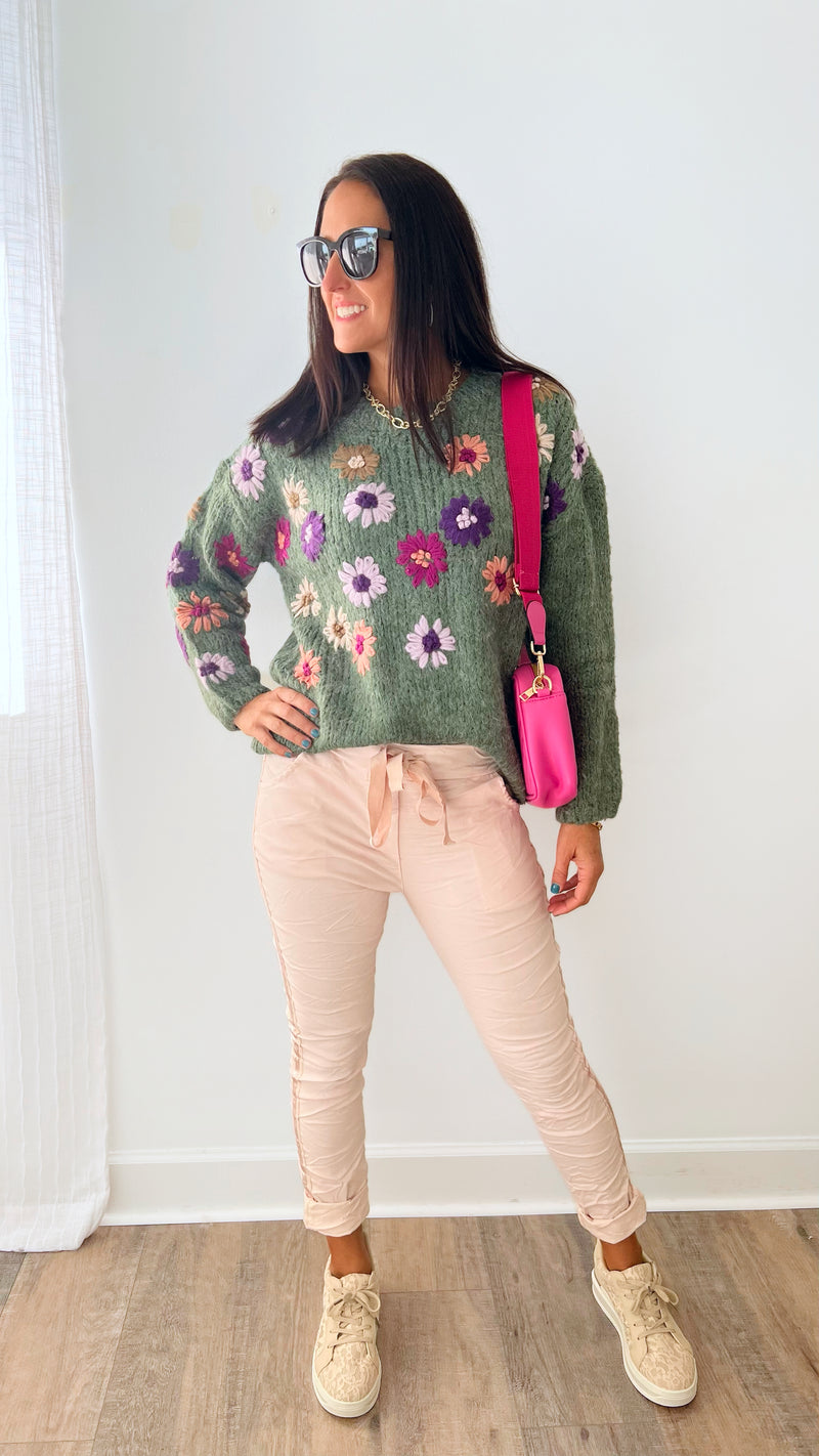 Flower Power Crochet Knit Sweater-140 Sweaters-Joh Apparel-Coastal Bloom Boutique, find the trendiest versions of the popular styles and looks Located in Indialantic, FL