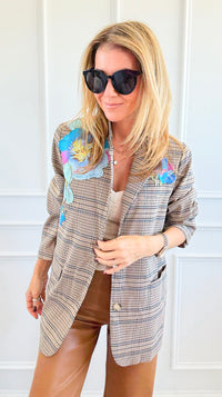 CB CUSTOM - The Heavenly Garden Blazer-160 Jackets-Blue Velvet / HOLLY-Coastal Bloom Boutique, find the trendiest versions of the popular styles and looks Located in Indialantic, FL