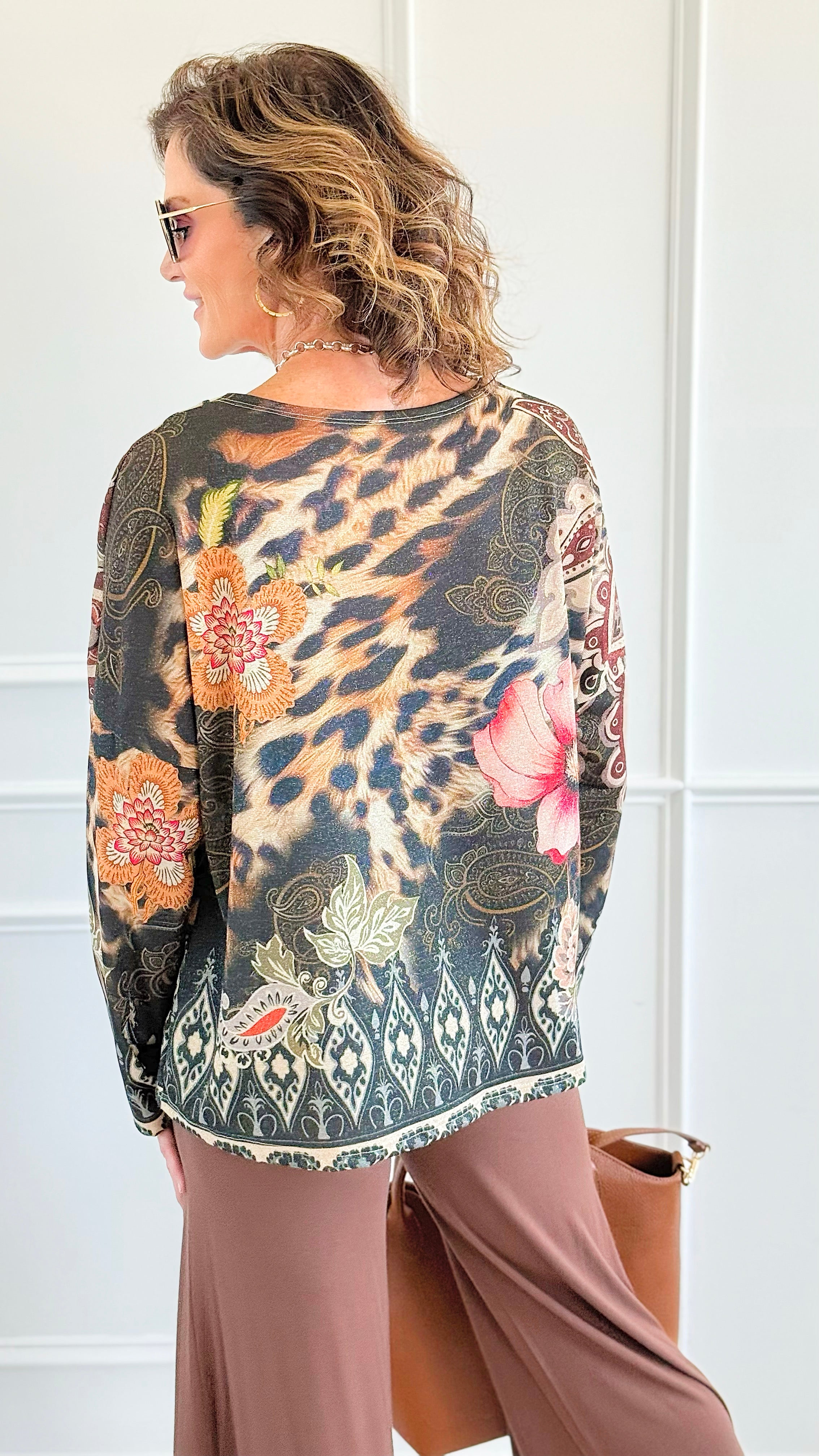 Floral Play Italian Lurex Top-110 Long Sleeve Tops-Italianissimo-Coastal Bloom Boutique, find the trendiest versions of the popular styles and looks Located in Indialantic, FL