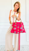 Patch Perfect Italian Tote Bag- Red-240 Bags-DEDA SRL-Coastal Bloom Boutique, find the trendiest versions of the popular styles and looks Located in Indialantic, FL