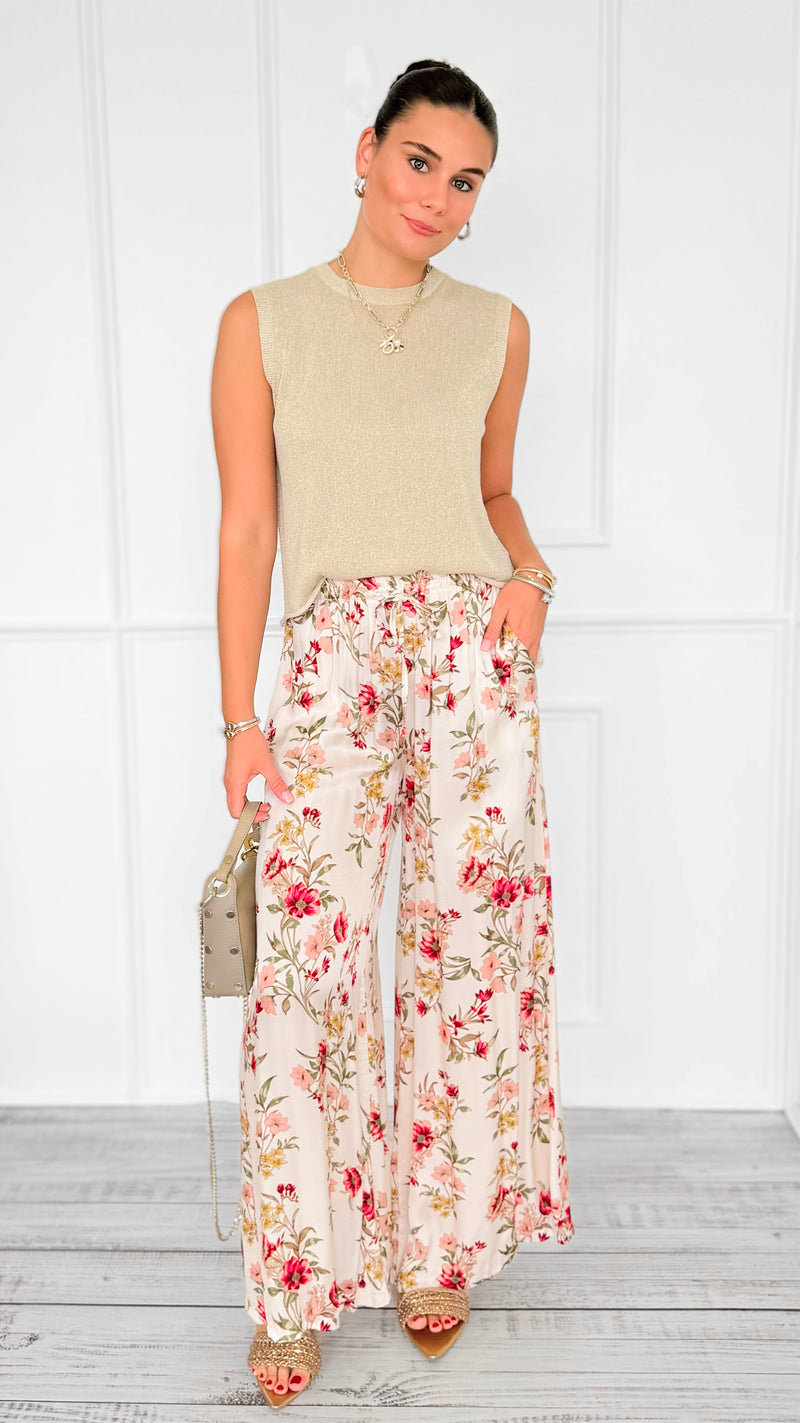 Petals Relaxed Italian Pant-100 Pants-BETTER GO-Coastal Bloom Boutique, find the trendiest versions of the popular styles and looks Located in Indialantic, FL