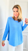 Soho Italian Boatneck Pullover - Periwinkle-140 Sweaters-Italianissimo-Coastal Bloom Boutique, find the trendiest versions of the popular styles and looks Located in Indialantic, FL