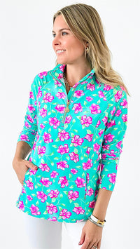 Blooming Quarter-Zip Top-130 Long Sleeve Tops-ARYEH-Coastal Bloom Boutique, find the trendiest versions of the popular styles and looks Located in Indialantic, FL