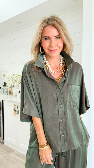 Satin Pocket Blouse Top