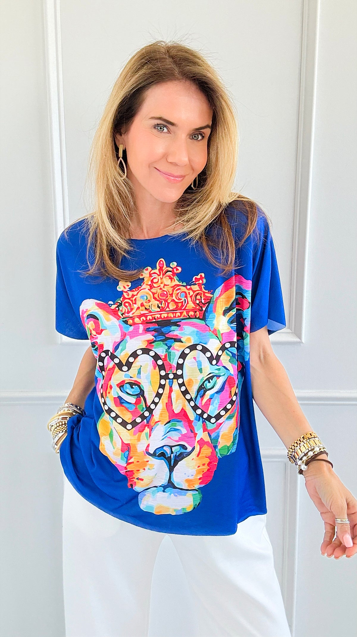 Wild Colorful Italian Graphic Tee- Blue-110 short Sleeve Top-Italianissimo-Coastal Bloom Boutique, find the trendiest versions of the popular styles and looks Located in Indialantic, FL