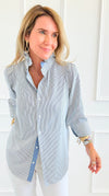Italian Amelia Amore Di Righe Ruffle Blouse-110 Long Sleeve Tops-Italianissimo-Coastal Bloom Boutique, find the trendiest versions of the popular styles and looks Located in Indialantic, FL