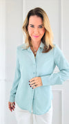 Soft Touch Button Blouse Top - Aqua-130 Long sleeve top-Must Have-Coastal Bloom Boutique, find the trendiest versions of the popular styles and looks Located in Indialantic, FL