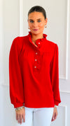 Victorian Muse Ruffle Top - Tomato Red-130 Long Sleeve Tops-JODIFL-Coastal Bloom Boutique, find the trendiest versions of the popular styles and looks Located in Indialantic, FL