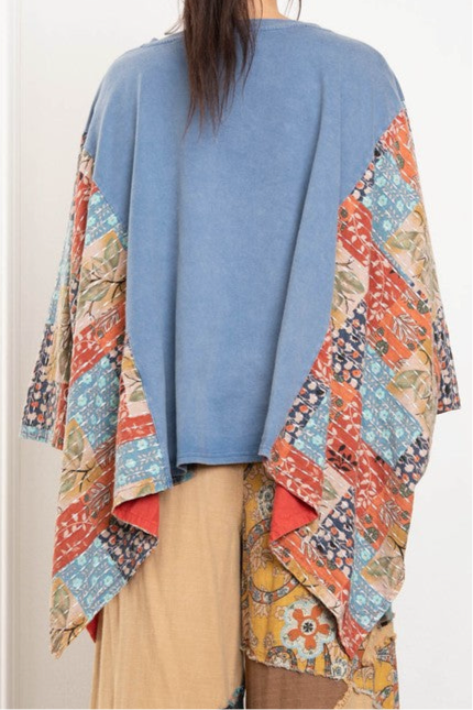 Sacred Kantha Oversized Poncho-150 Cardigans/Layers-Blue Velvet-Coastal Bloom Boutique, find the trendiest versions of the popular styles and looks Located in Indialantic, FL