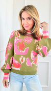 Floral Knit Sweater-140 Sweaters-THML-Coastal Bloom Boutique, find the trendiest versions of the popular styles and looks Located in Indialantic, FL