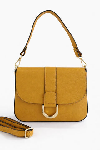 Italian Genuine Leather Adelina Classic Bag - Mustard