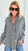 Checked-In Italian Woven Top-110 Long Sleeve Tops-TATTOO Z-Coastal Bloom Boutique, find the trendiest versions of the popular styles and looks Located in Indialantic, FL
