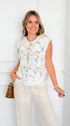 Trophy Season Crochet Top- Off White-110 Short Sleeve Tops-POL-Coastal Bloom Boutique, find the trendiest versions of the popular styles and looks Located in Indialantic, FL