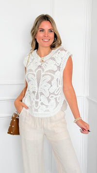 Trophy Season Crochet Top- Off White-110 Short Sleeve Tops-POL-Coastal Bloom Boutique, find the trendiest versions of the popular styles and looks Located in Indialantic, FL