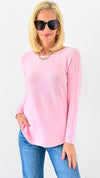 Soho Italian Boatneck Pullover - Light Pink-140 Sweaters-Italianissimo-Coastal Bloom Boutique, find the trendiest versions of the popular styles and looks Located in Indialantic, FL