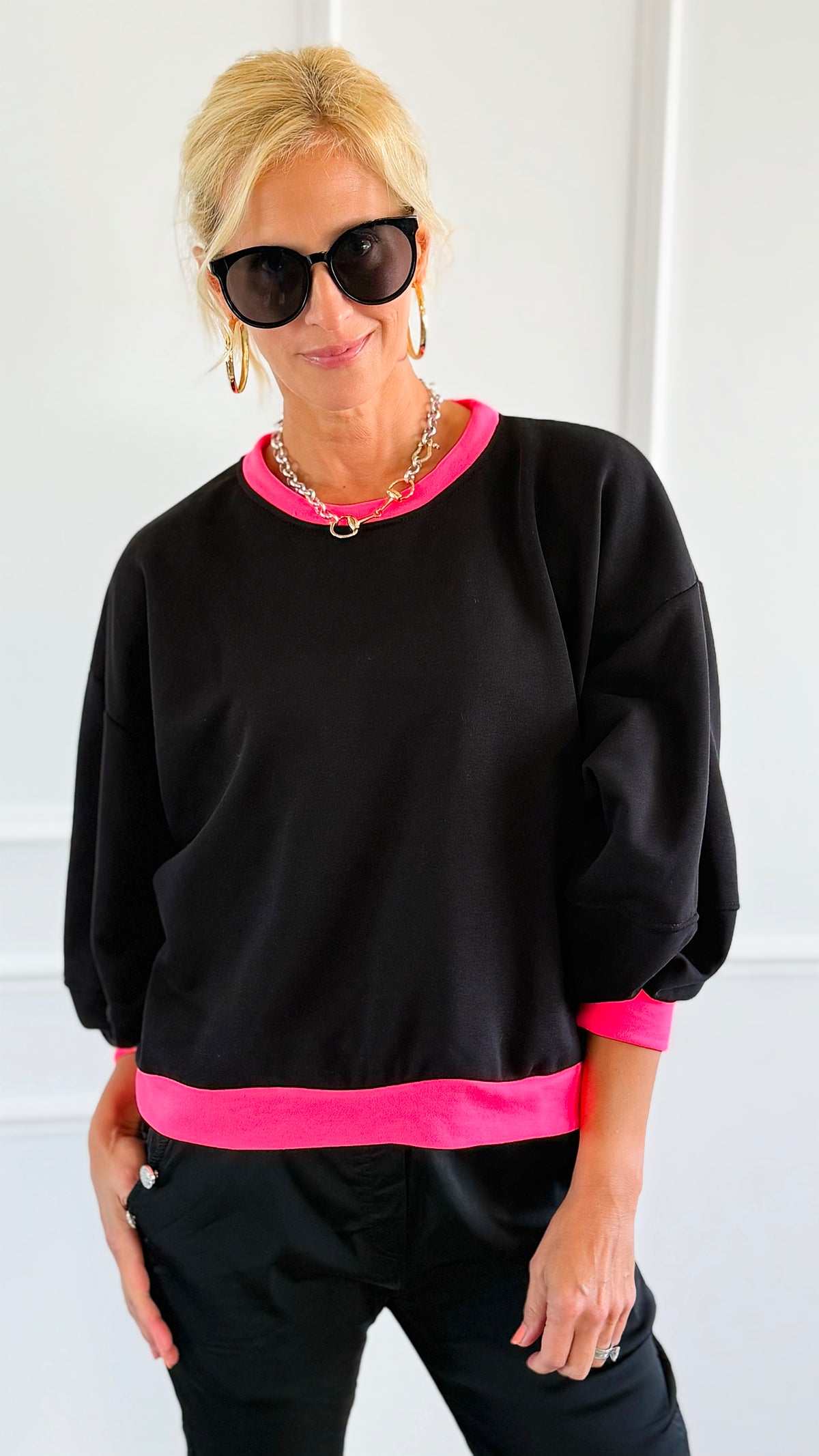 Pop of Color Italian Sweatshirt-110 Long Sleeve Tops-LAVVIA-Coastal Bloom Boutique, find the trendiest versions of the popular styles and looks Located in Indialantic, FL
