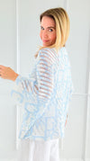 Parisian Short Sleeve Italian Crochet- Sky Blue-140 Sweaters-SORPRESA-Coastal Bloom Boutique, find the trendiest versions of the popular styles and looks Located in Indialantic, FL