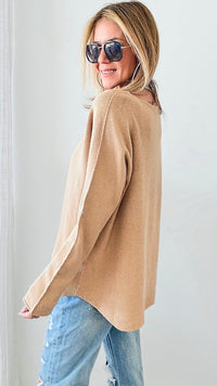 Soho Italian Boatneck Pullover - Light Camel-140 Sweaters-Italianissimo-Coastal Bloom Boutique, find the trendiest versions of the popular styles and looks Located in Indialantic, FL