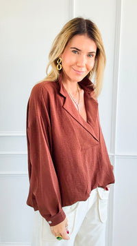Textured Treasure Woven Top-110 Long Sleeve Tops-LIME 'N' CHILI-Coastal Bloom Boutique, find the trendiest versions of the popular styles and looks Located in Indialantic, FL
