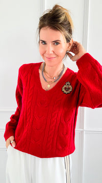 CB Custom Heart of Royalty Sweater-140 Sweaters-style up / Holly-Coastal Bloom Boutique, find the trendiest versions of the popular styles and looks Located in Indialantic, FL