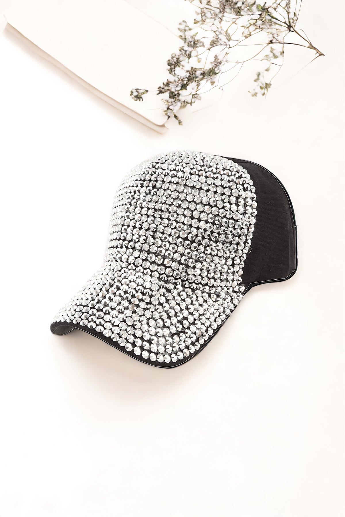 Metal Studded Baseball Cap - Black/Clear-260 Other Accessories-ICCO ACCESSORIES-Coastal Bloom Boutique, find the trendiest versions of the popular styles and looks Located in Indialantic, FL