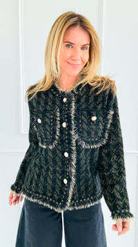 Radiance Edge Italian Jacket- Black-150 Cardigans/Layers-Italianissimo-Coastal Bloom Boutique, find the trendiest versions of the popular styles and looks Located in Indialantic, FL