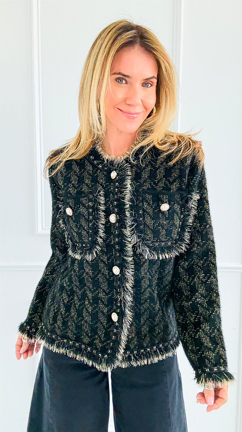 Radiance Edge Italian Jacket- Black-150 Cardigans/Layers-Italianissimo-Coastal Bloom Boutique, find the trendiest versions of the popular styles and looks Located in Indialantic, FL