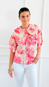 Countryside Reverie Puff Sleeve Top - Red-110 Short Sleeve Tops-GIGIO-Coastal Bloom Boutique, find the trendiest versions of the popular styles and looks Located in Indialantic, FL