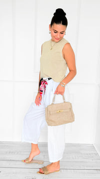 Wrapped Intention Belted Italian Pants- White-100 Pants-Italianissimo-Coastal Bloom Boutique, find the trendiest versions of the popular styles and looks Located in Indialantic, FL